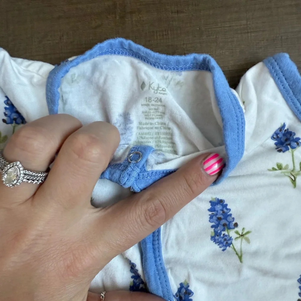 Kyte BABY Blue and White Floral One Piece - Picture 2 of 2